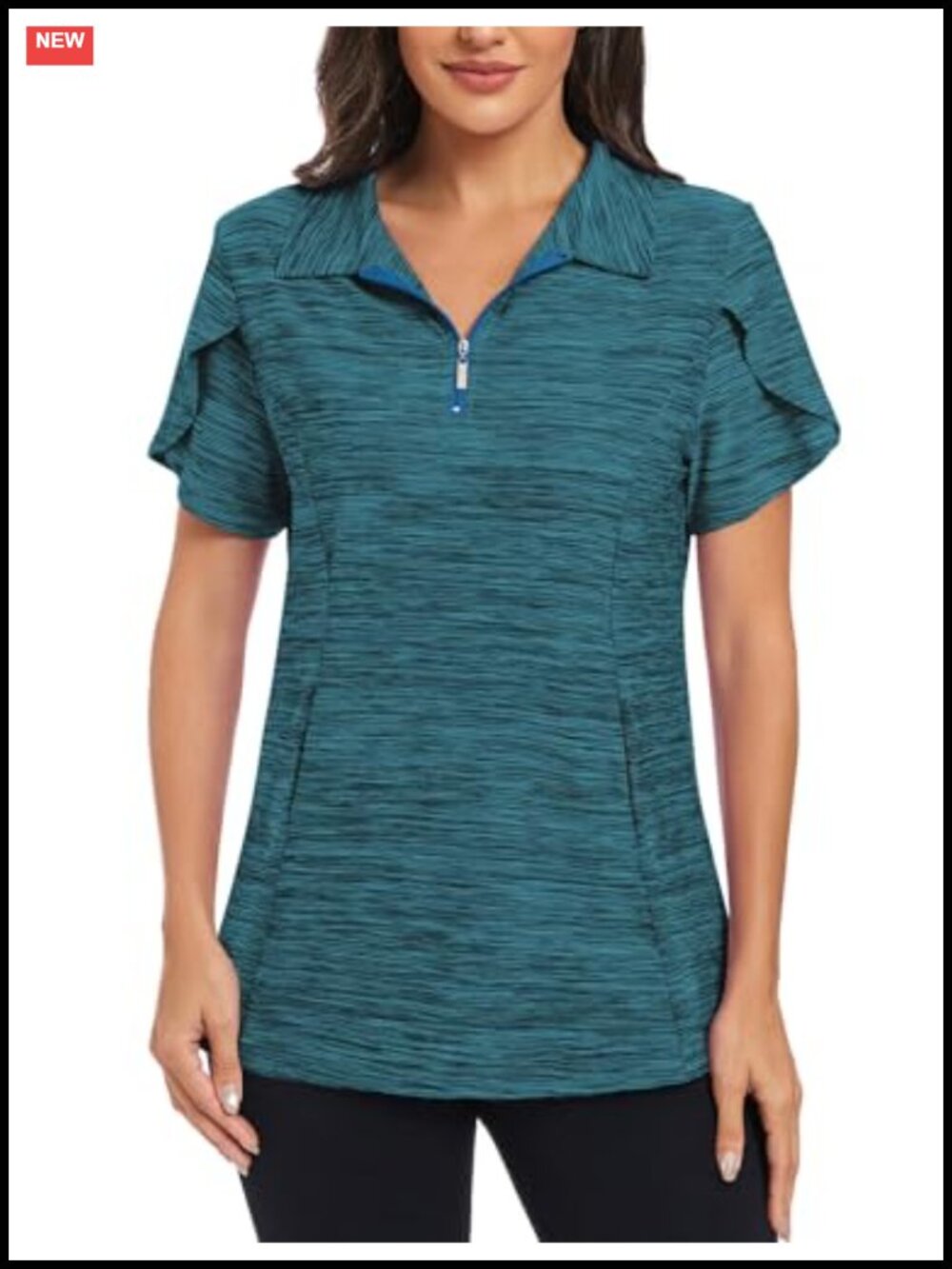Women's Golf Polo Shirt Quick Dry with Pockets 1/4 Zip Short Sleeve
